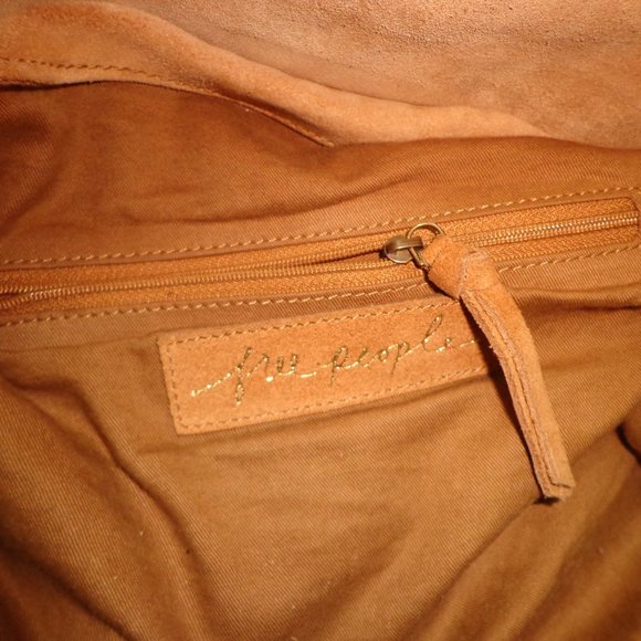Free People Mojave Messenger Bag Leather Distressed Tan Adj Strap - Picture 7 of 14